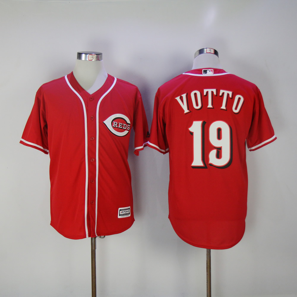 Men MLB Cincinnati Reds #19 Votto red game jerseys